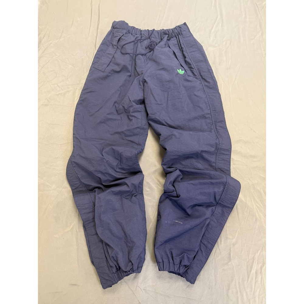 Adidas Mens Vintage Windbreaker Track Pants Navy Blue Full Side Zip Trefoil L